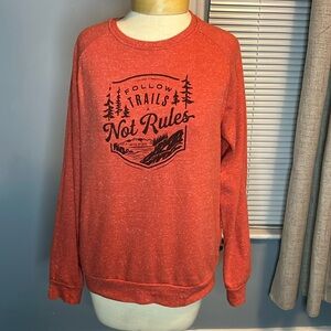 Red Orange Graphic Crewneck Sweater